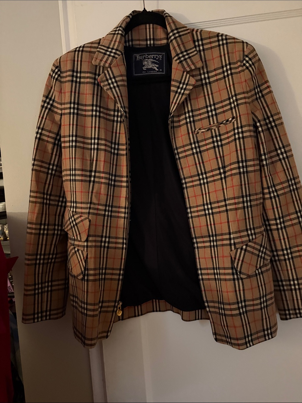 Burberry Tan Beige Plaid Zip-Front women’s blazer - Picture 4 of 4